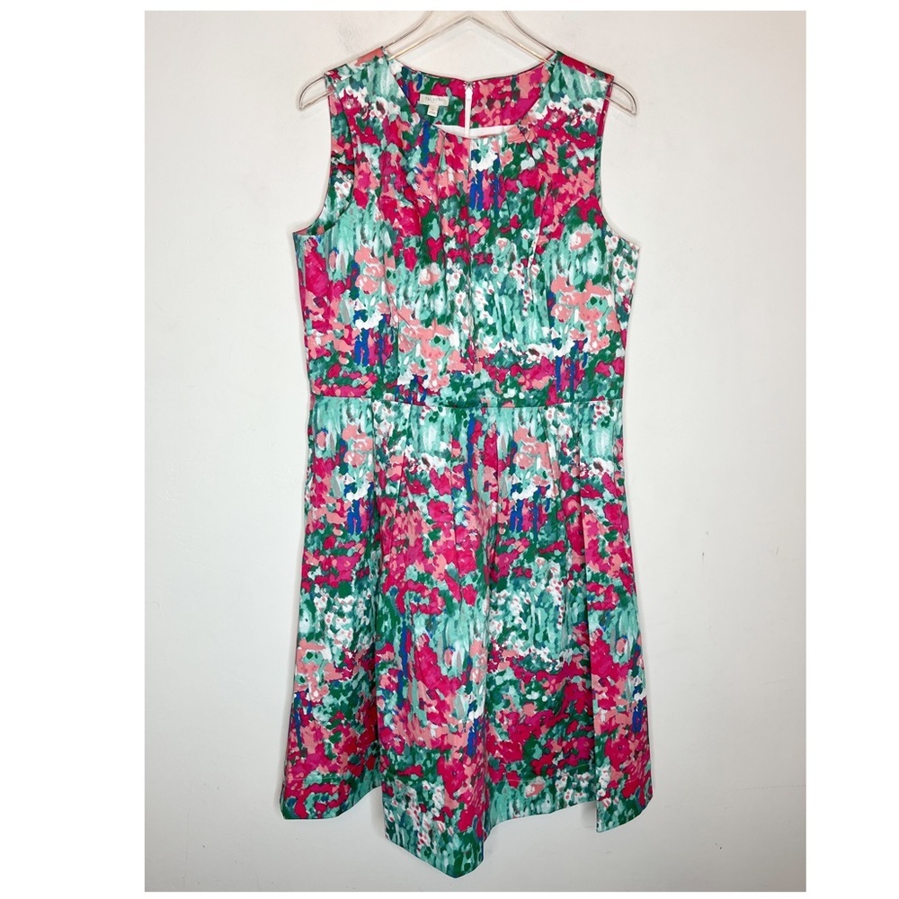TALBOTS Pleated Floral Printed Watercolor Dress. Size 16